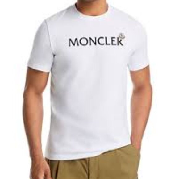 68 - NWT MONCLER LOGO FLOCKED APPLIQUED COTTON'JERSEY T-SHIRT - Picture 2 of 13